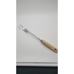 Ekco A&J Meat Carving Serving Fork Stainless Steel Wood Handle Farmhouse 13"